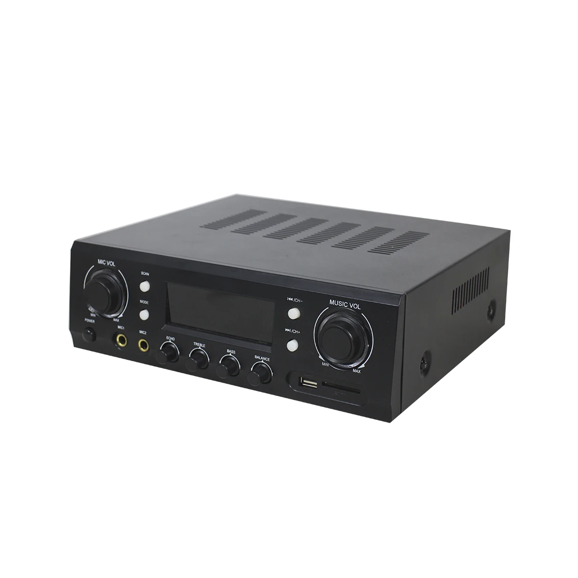 2*70W Home Audio Receiver Music Player Bluetooth Amplifier with Phono, Coaxial, FM Radio, USB SD Card Readers, Karaoke Mic Input
