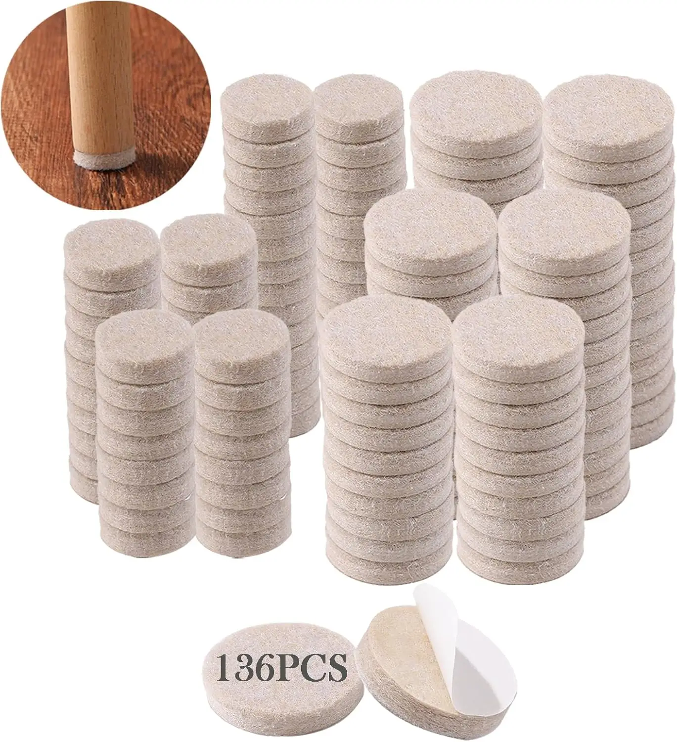 Natrual Wool Material Self-Adhesive Industrial Felt Gliders Pad Single Sided Silicone Soft Floor Protector