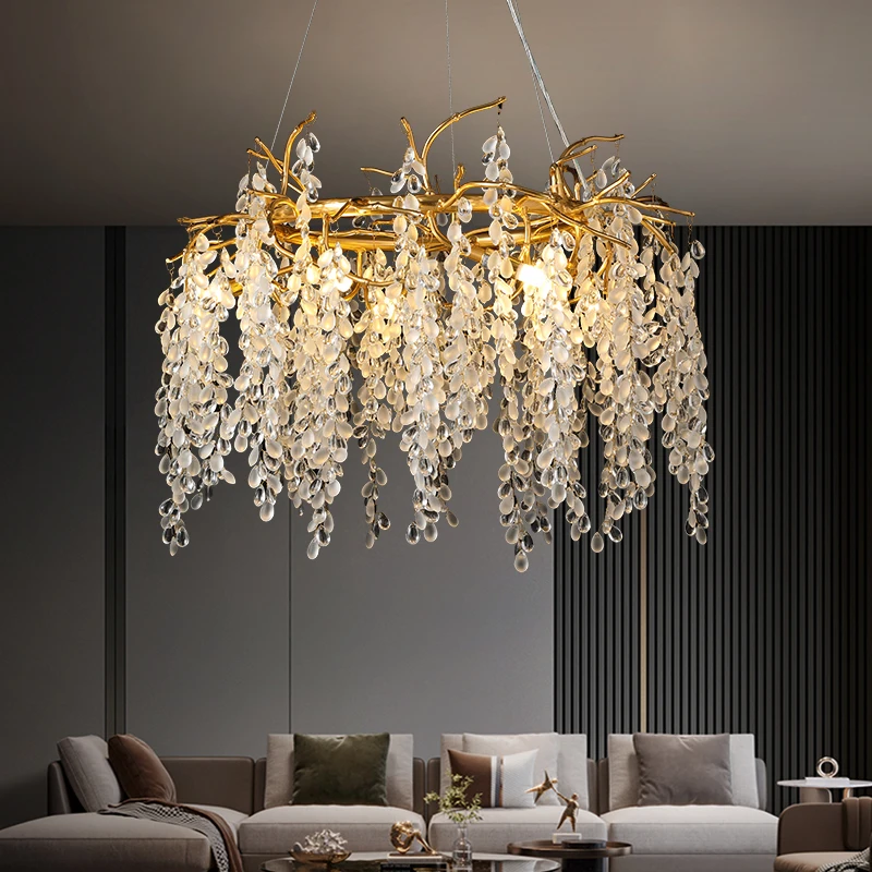Luxury Wedding Pendant Lamps Living Room Tree Branch K9 Crystal Lighting Fixtures Modern