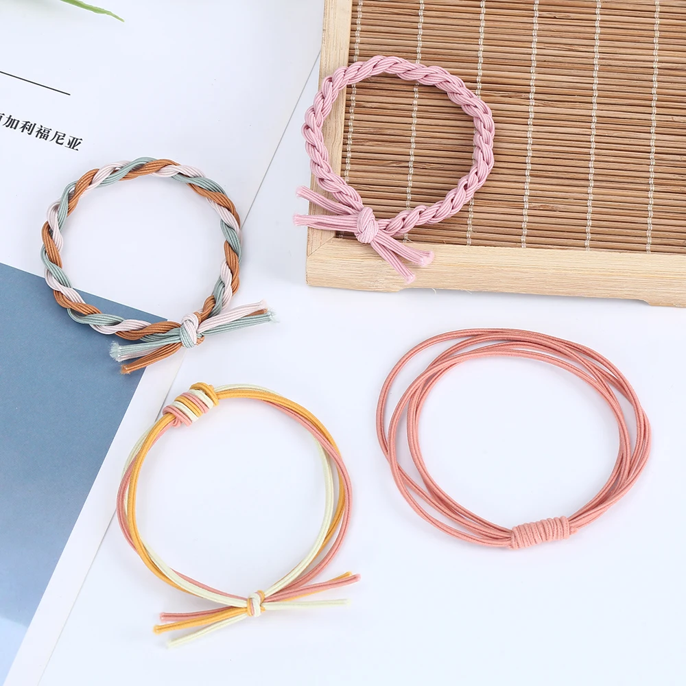 Girls Thick Knitting Knotted Elastic Hair Band High Quality Hand Made Color Matching Twist Knot Hair Tie