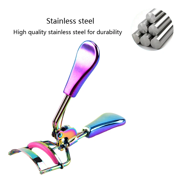Professional Spring Loaded No Pinching & Long Lasting Natural Lash Curl/ Eyelash Curler Stainless Steel Colorful Private Label