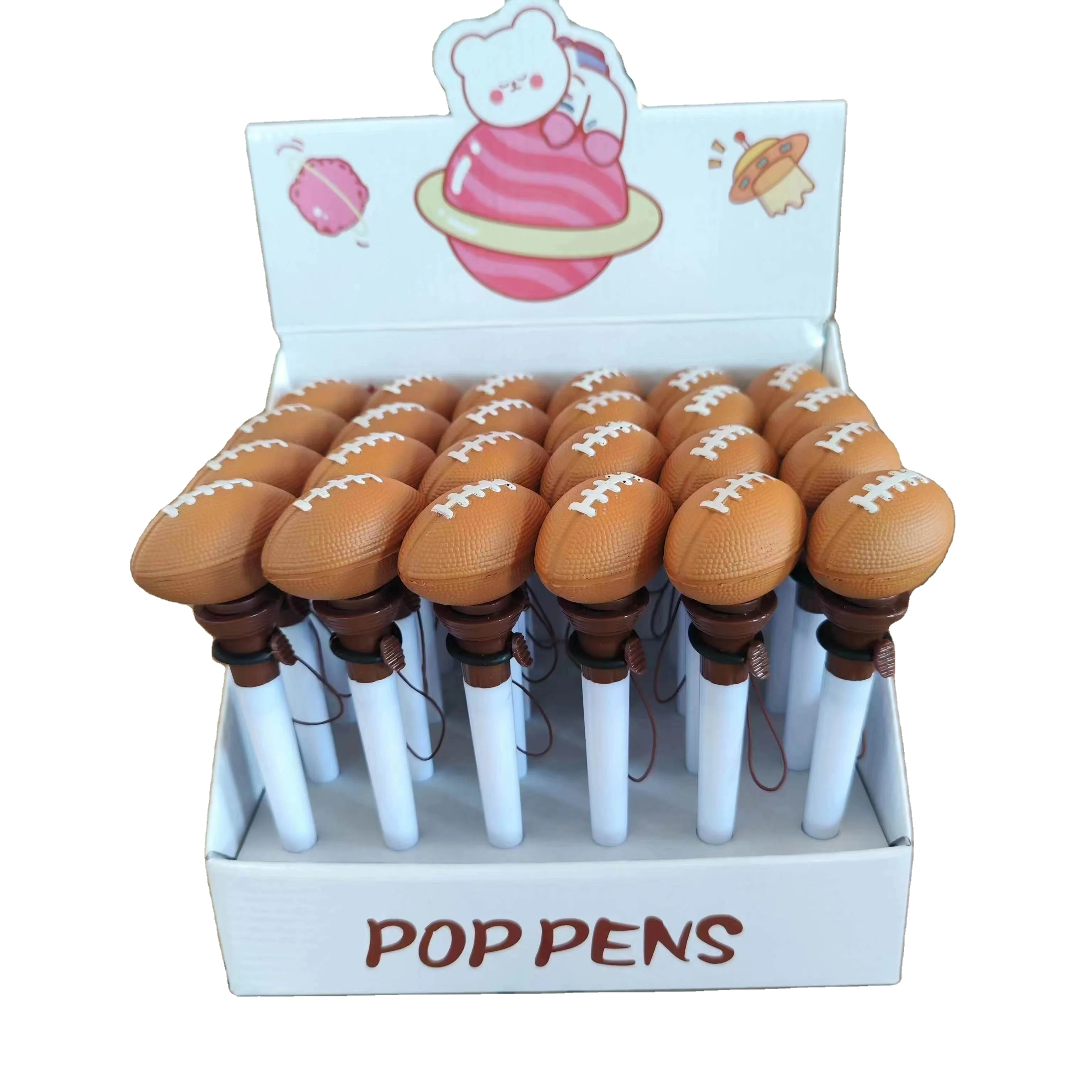 PU Painting  Stress Relief Big Gesture Bounce Pen Rugby POP Pen Novelty Creative Gifts For Kids