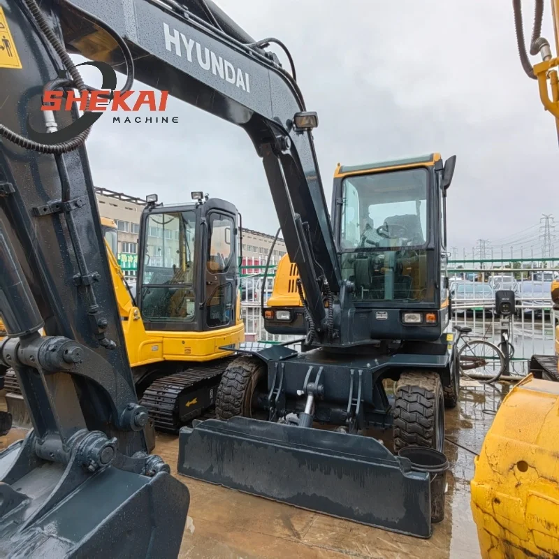Korean made 6ton used excavator machine hyundai used excavator with wheels 60 80 130 140 in Shandong