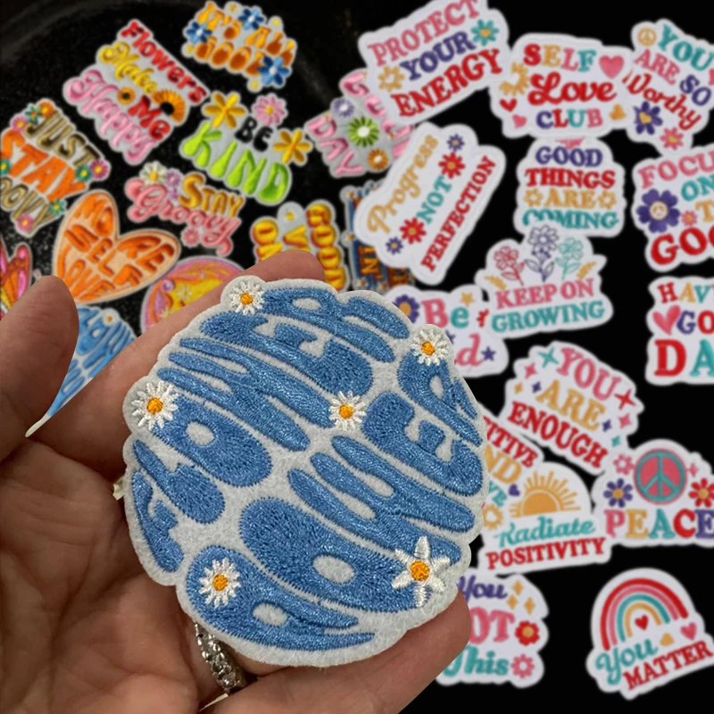 Wholesale Multi color embroidery Fabric Cloth Custom Patch Iron On Patch 3d Embroidered Patches