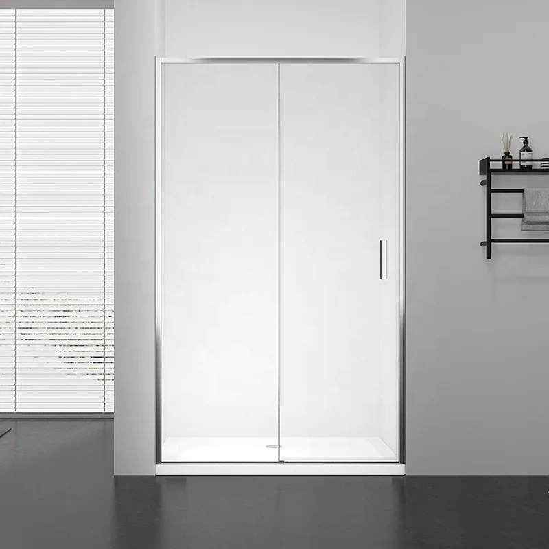 Hot sale bathroom aluminum frame shower door hotel modern tempered glass square black sliding shower enclosure