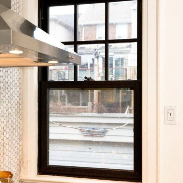 USA Style Villa Security Vertical Sliding Sash Tempered Glass Aluminium Aluminum Black Double Hung Windows