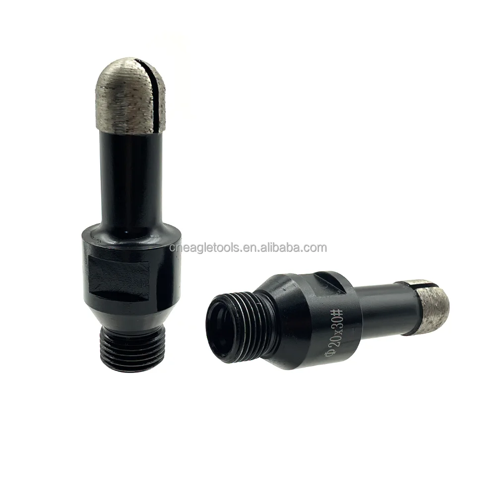 Crawnedeagle Half Ball Head Diamond Mill 10/12/16/20/25mm Diamond Finger Bits with Half Gas Thread for Granite Quartz