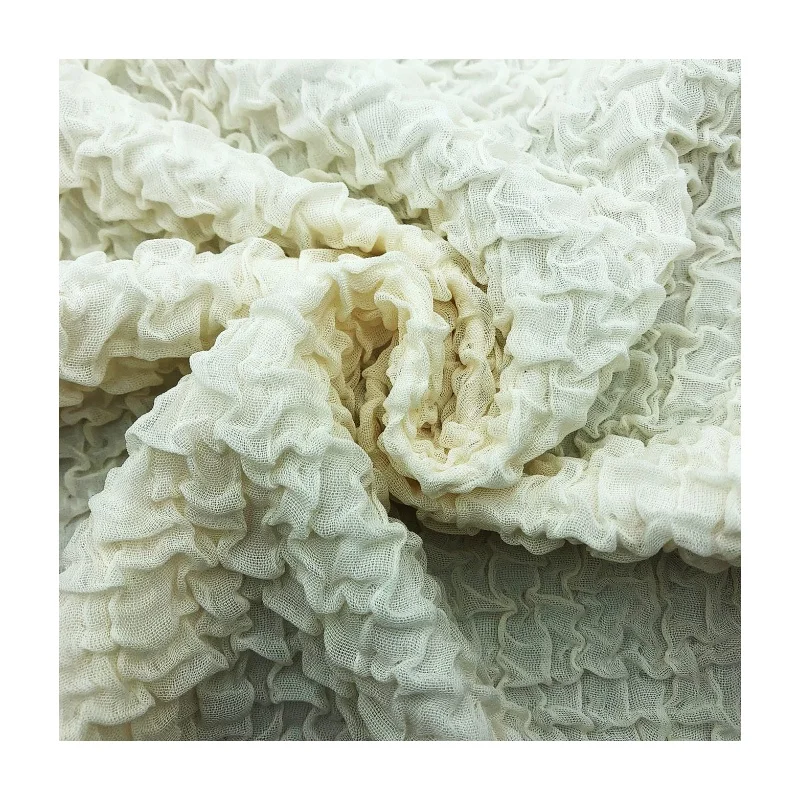 Hot sales crinkly texture 230gsm 95% polyester 5%spandex piece dyed crepe bubble jacquard fabric  for clothing dress