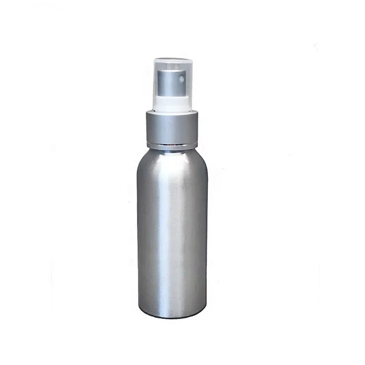 Chineses Manufacturing Aluminium Silver bottle 30ml  100ml for cosmetics with sprayer screw cap
