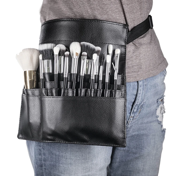 Makeup Brush Bag Professional Cosmetic Holder 20 Pockets Organizer Apron with Artist Brush Belt Waist Fanny Pack