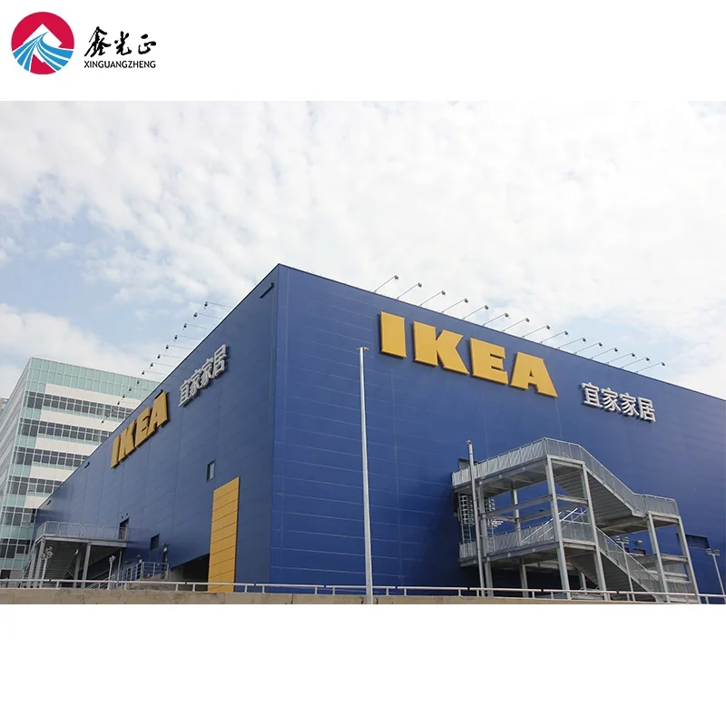 Steel Structure Construction Projects Fabricated Prefabricated Steel Store Building/Supermarket shopping mall storage shed