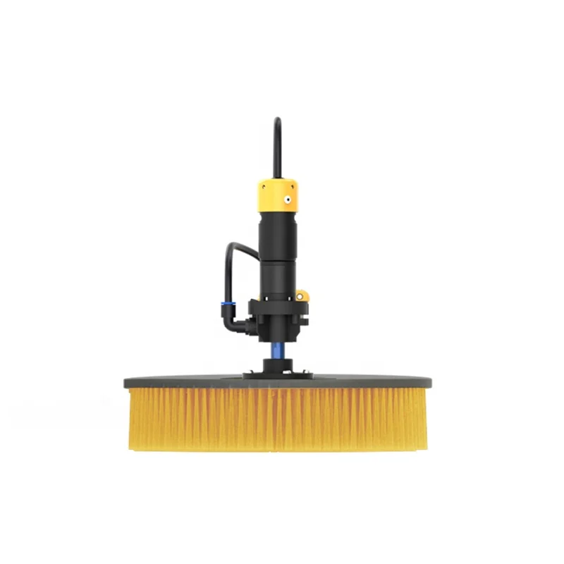 Rotating brush single head dual power solar panel cleaning brush with lithium battery pack water supply