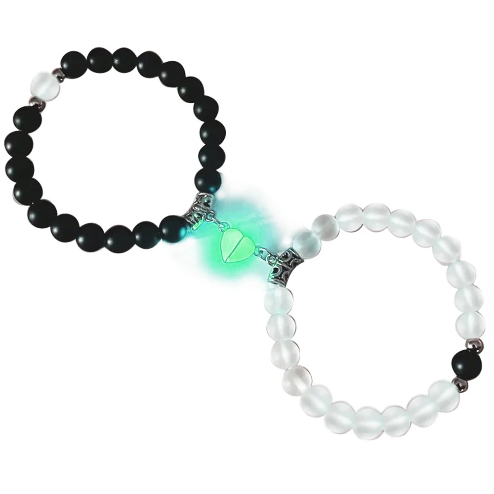 High Quality Wholesale High Quality Crown Magnetic Love Luminous Couple Heart Bead Stone Bracelet