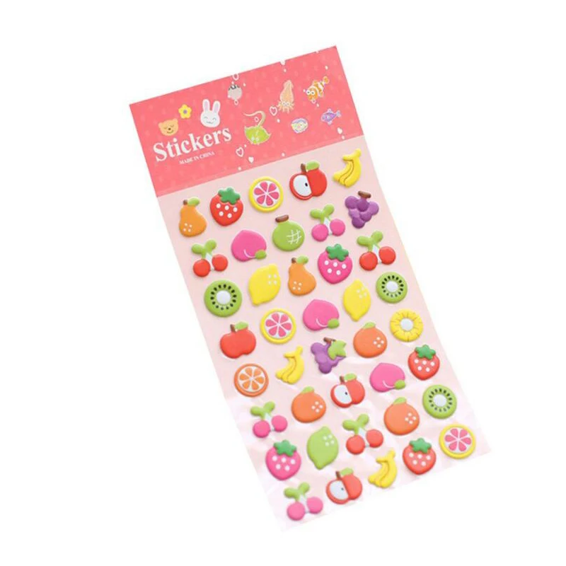 Embossed Soft Colorful Glitter PVC Printing Cartoon Cute Kids Bubble 3D Decorative Custom Sticker Sheet