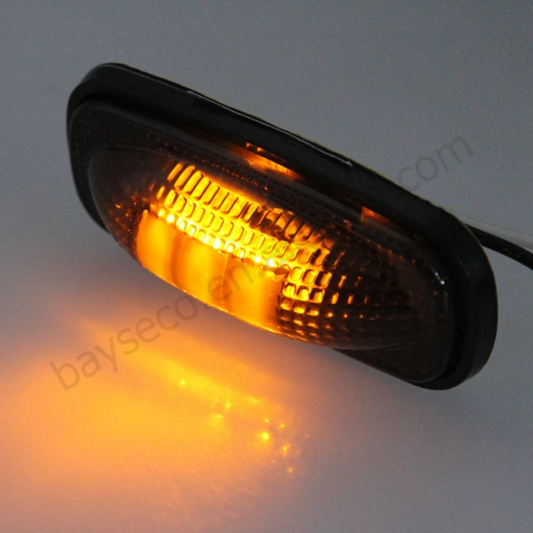 HST-20171 Amber Red 3.4 Inch Fender Marker Smoked Lens 3 LED Side Marker Lights Replacement For Dodge RAM 2500 3500 HD Trucks He