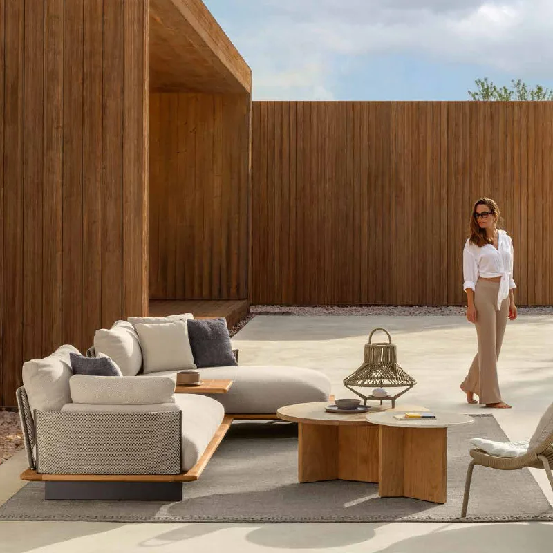 Good Quality Factory Directly Teak Wood Outdoor Patio Furniture Rope Weaving Garden Sofa Set With Original Supplier