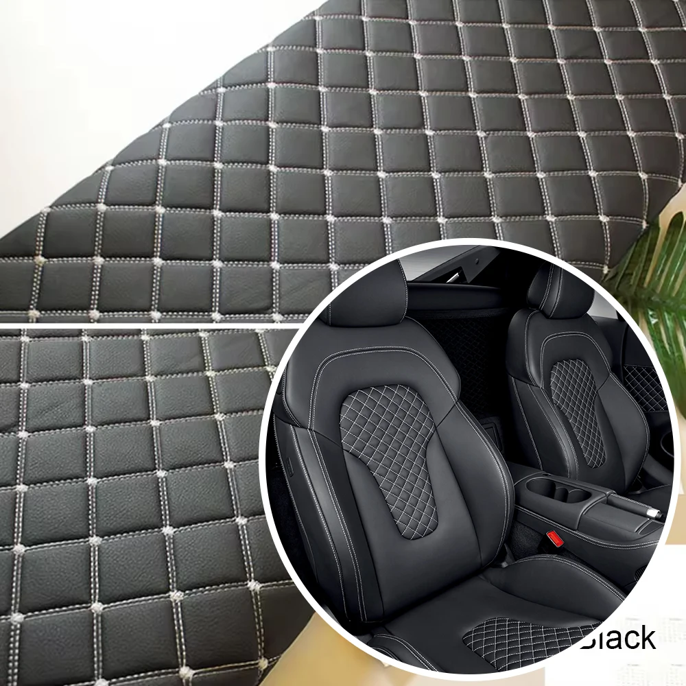 Leather Factory Thickened Waterproof Foam Backed Quilted PVC Synthetic Leather Cars Seat Embroid Upholstery Leather Fabric