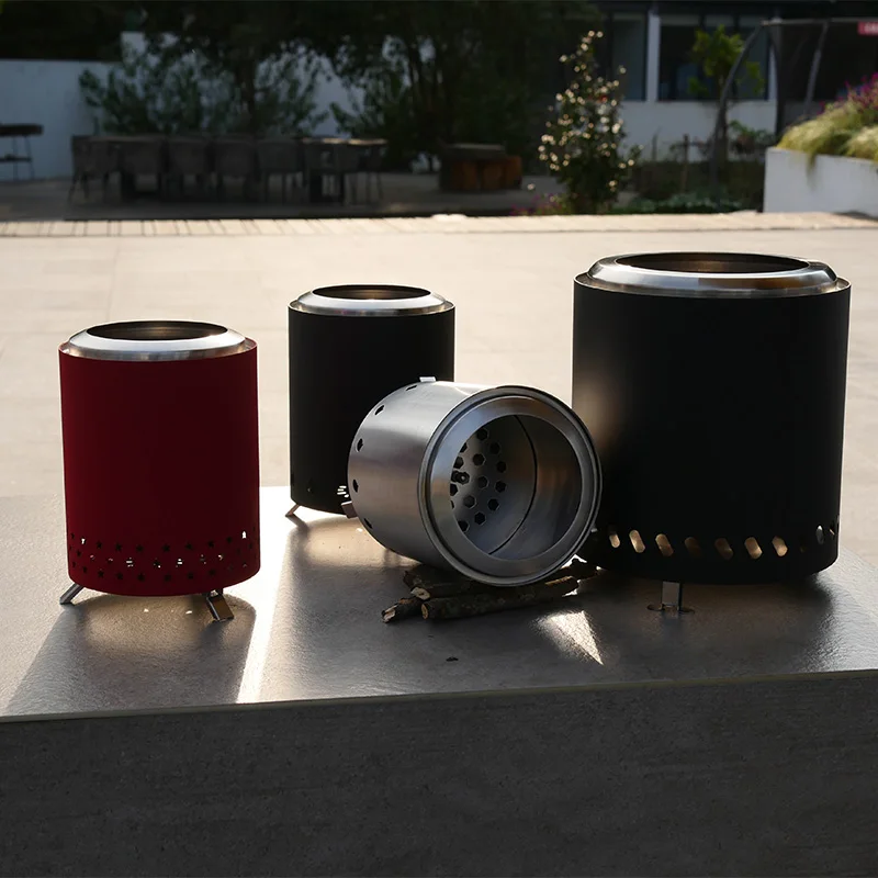 Stainless Steel Table Fire Pit Firewood Pot Stove Smokeless Fire Pit Firewood Stove