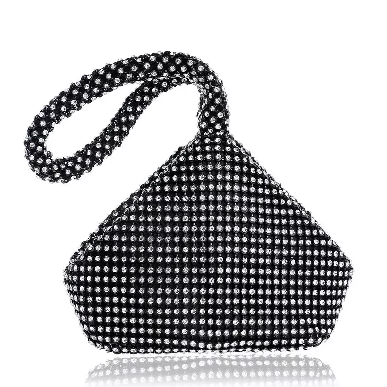 Classic Soft Women Evening Bags Rhinestones Clutches Silver Black Gold Crystal Club Party Handbags