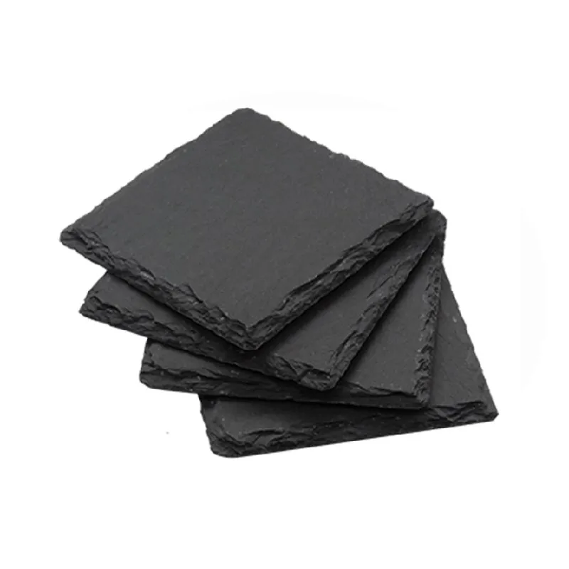 Wholesale Eco-Friendly Classic Coasters Set Black Slate Beer Drink Coasters Heart Hexagonal Shaped 10 cm Size Restaurants Hotels