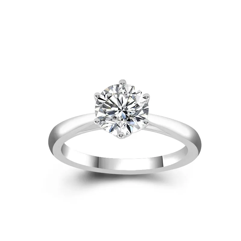 women customized wedding ring 6 prongs 18k white gold ring laboratory-grown diamonds 1ct natural diamond