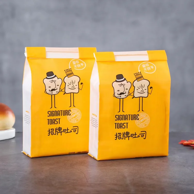 Custom Factory Manufacturer Bakery Food Printed White Kraft Bread Packaging Paper Bags With Plastic Window