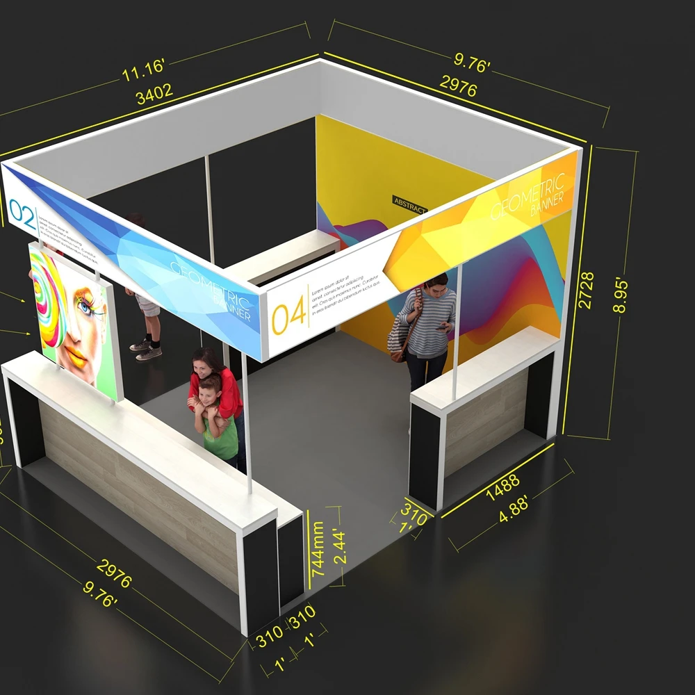 3X3 Standard Exhibit 10x10ft  Exhibition Stall Modular Stands Expo 2022 Advertising  Cosmetics Professional Booth Display