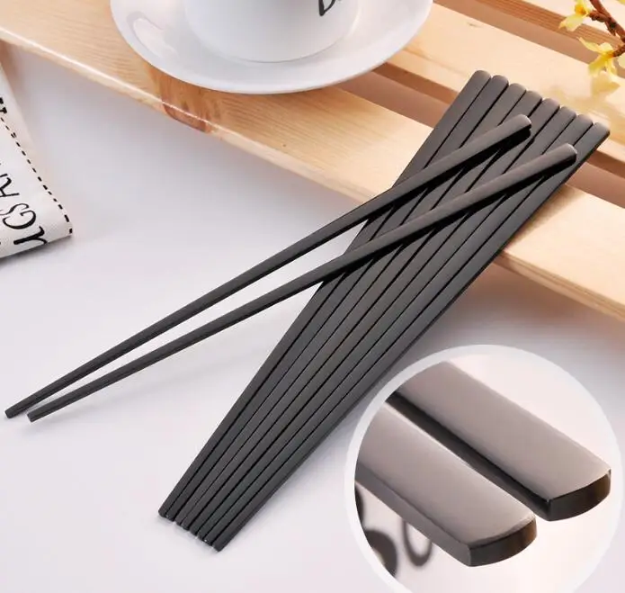 Wholesale 9.5 inch stainless steel square shape solid chopsticks