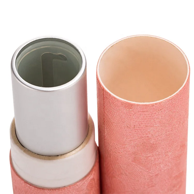 Eco cylinder packaging pink lip gloss round paper cosmetic lip balm deodorant lipstick paper tube