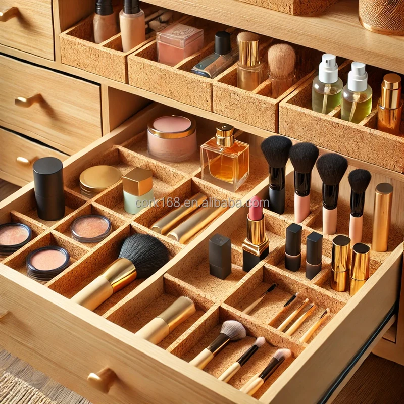 Custom Office Cork Drawer Organizer Desktop Organizer Pen Holder Cosmetic Knife Sundries Box