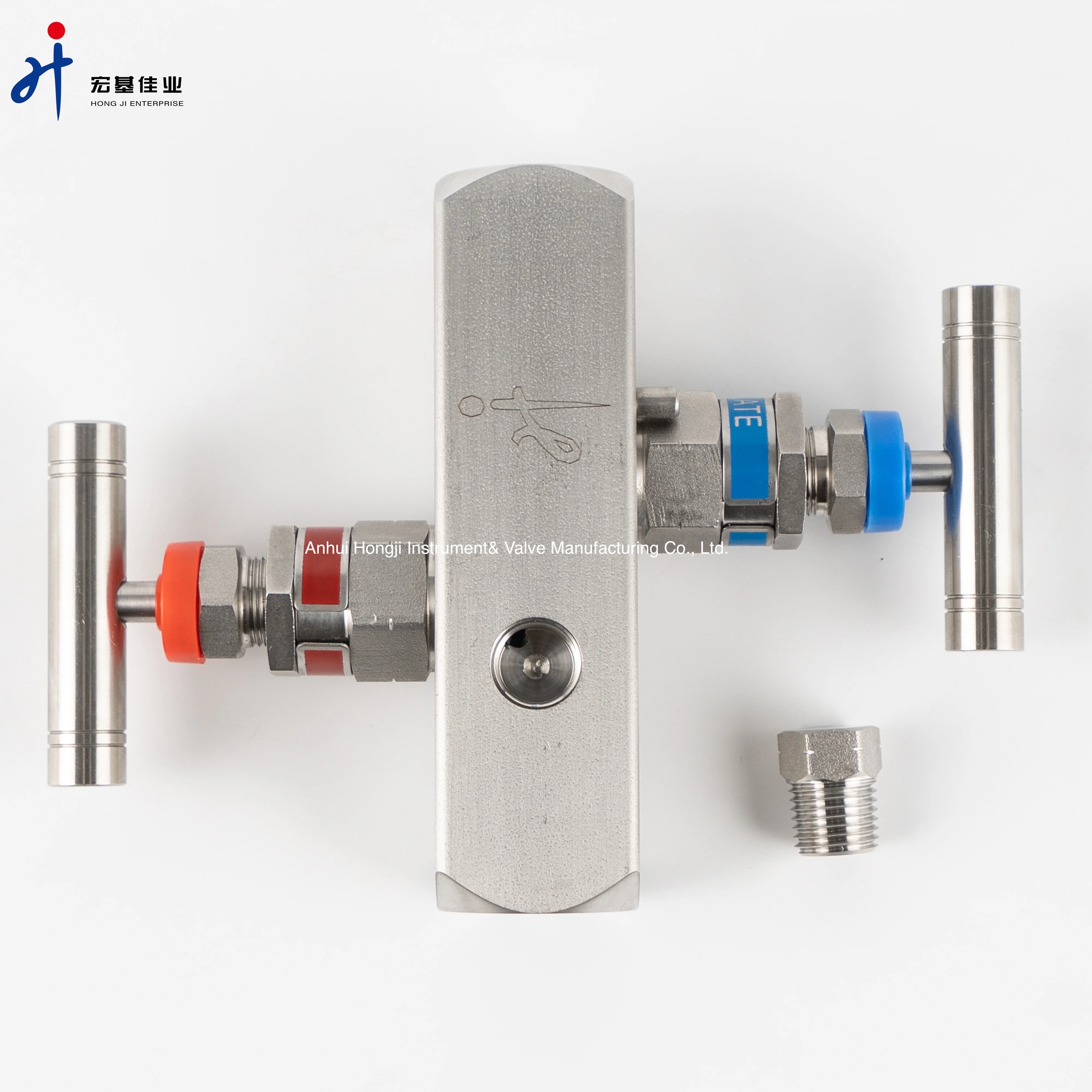 Stainless Steel Manifolds Female to Female Thread 2 Way Valve Manifold for Pressure Instrument