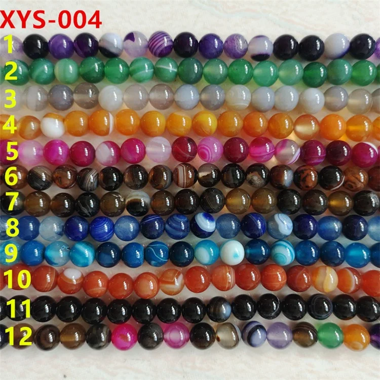 8mm Colorful Stripe Agate Beads Round Loose Beads