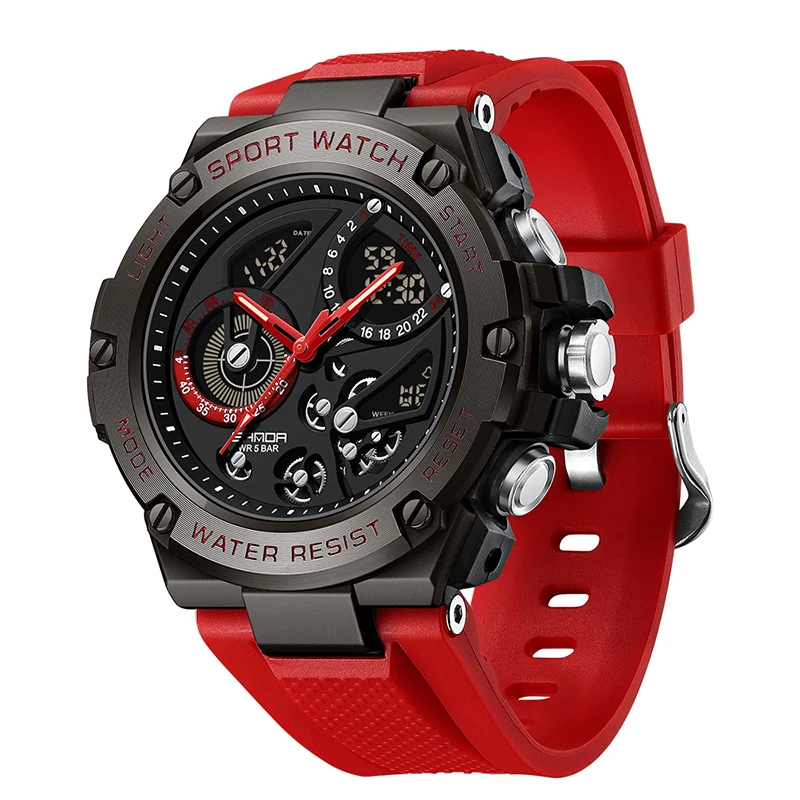 SANDA Top Brand Digital Watches Mens 50m Waterproof Wristwatches Quartz Electronic Alarm Clock Sport Shockproof 9028