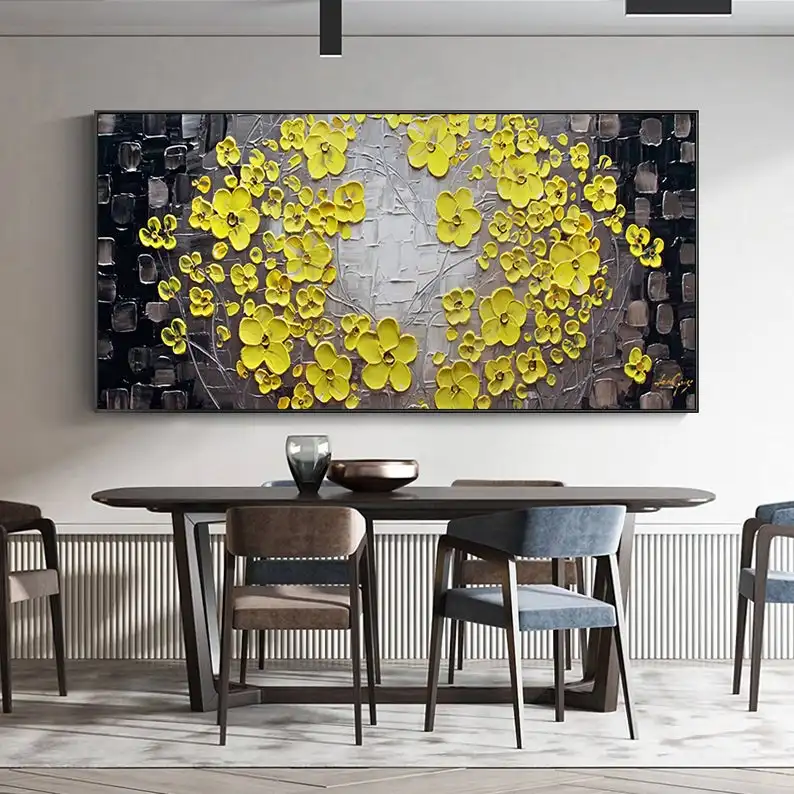 Handmade Modern Paintings Flower Art Picture Abstract For Living Room Wall  Abstract Flower Oil Painting