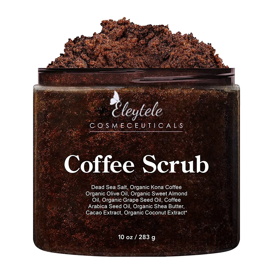 Free shipping private label best natural whitening exfoliating removing dead skin anti cellulite sugaring coffee coconut scrub