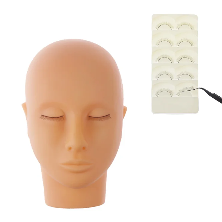 Massage Mannequin Head Flat Eye Facial Eyelash Eyelash Extension Makeup Practice Cosmetic Model Professional Training Heads Tool