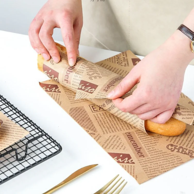 Customized Printed Insulated   Aluminum Foil Greaseproof Takeaway Sandwich Cheese Burger Food Wrap Paper Coated
