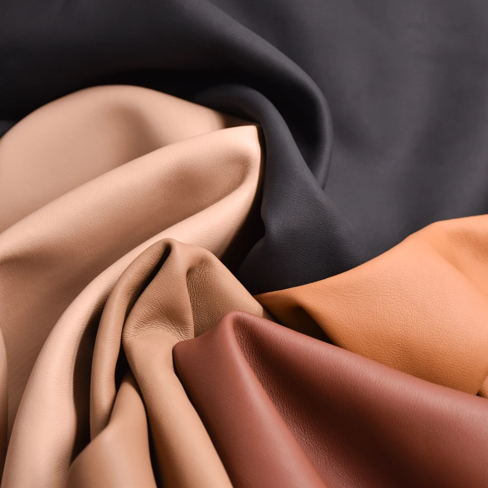 Designer microfiber bonded real leather Material artificial PU leather sheet Genuine Leather product bag / shoe making materials