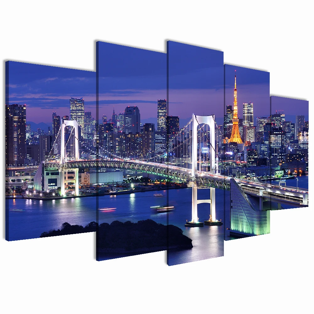 Custom Giclee Printing Service Poster Wall Art City Night Canvas Print Stretched from Photo