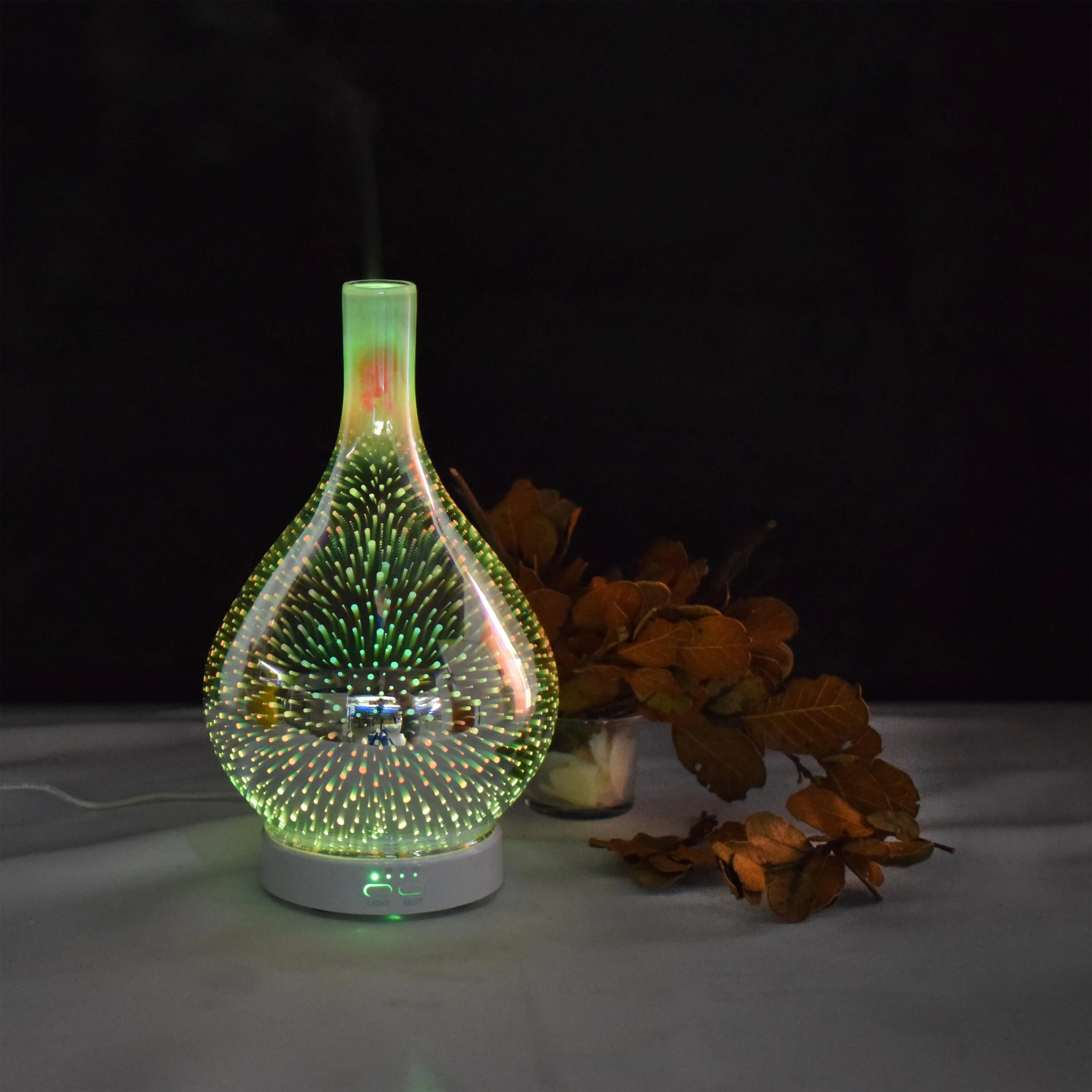 2020 New 3D glass home aroma diffuser luxury electric ultrasonic essential oil diffuseur for led light; toilet aroma diffuser