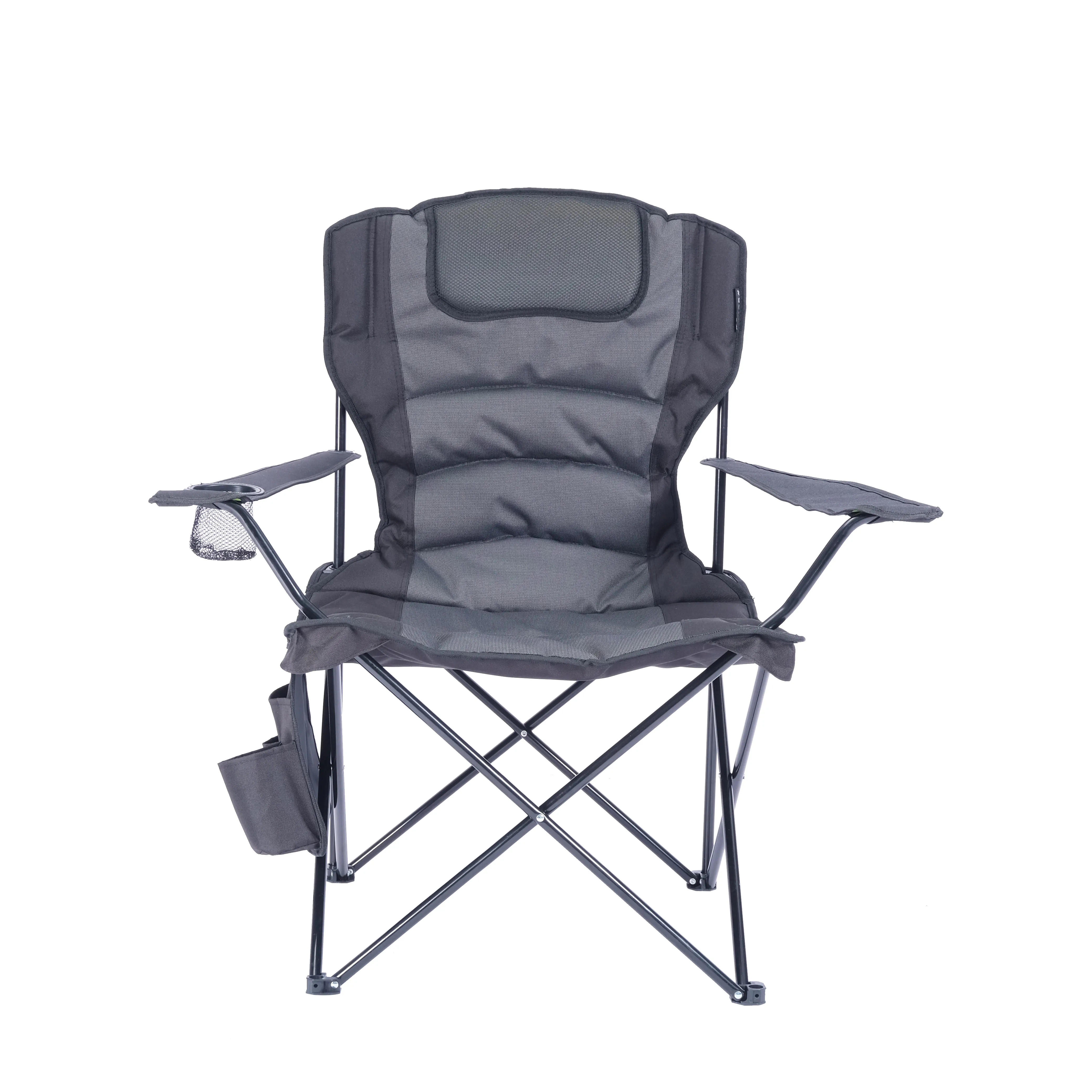 Outdoor double layer padded sponge chair armrest picnic chair comfortable folding camping chair with side pocket