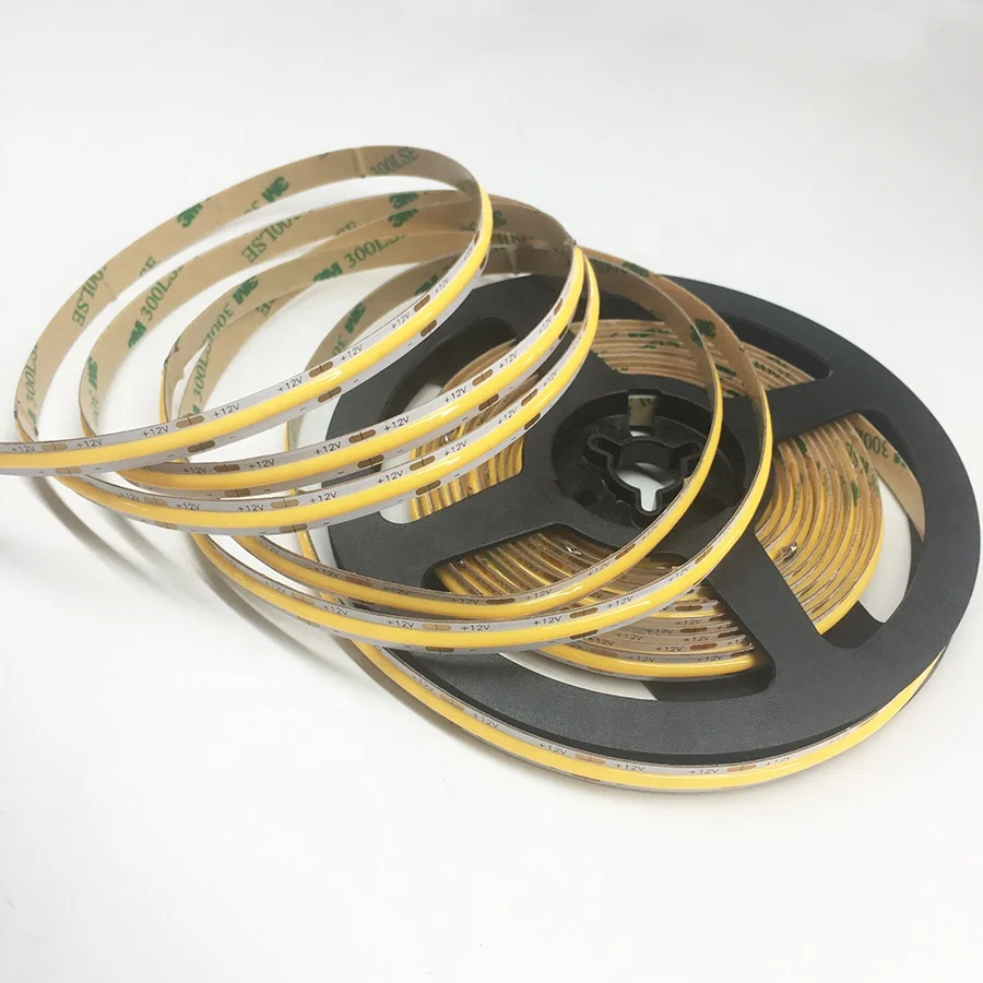 10m/roll dc 12v 24v cob flexible led strip lights 3mm 5mm 8mm