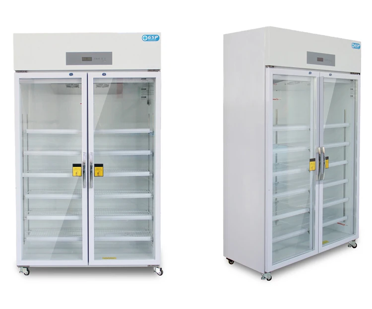 800L Two Section Hospital Vaccine Refrigerator  Glass Doors - Stainless refrigeration device