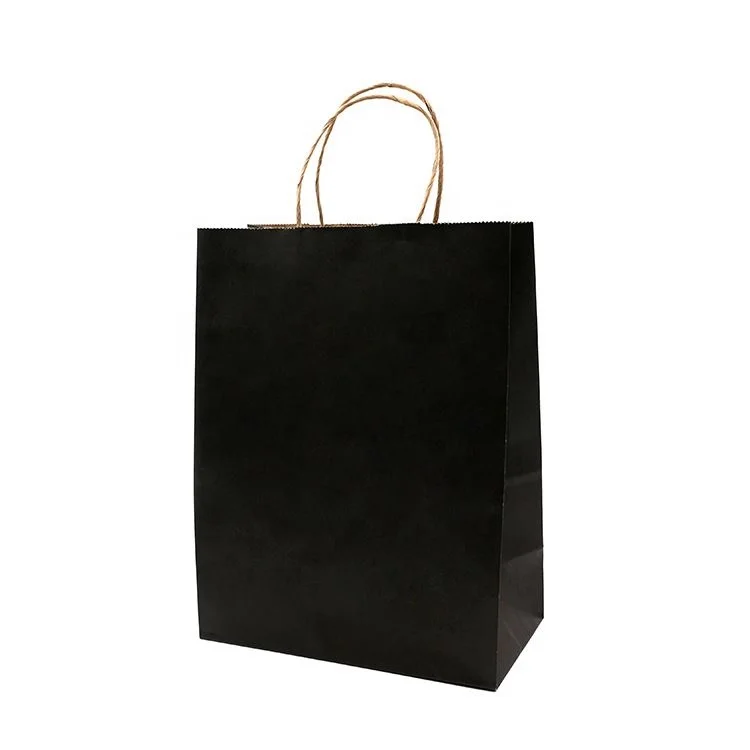 luxury boutique retail shopping gift packaging custom printed black small paperbag with your own logo