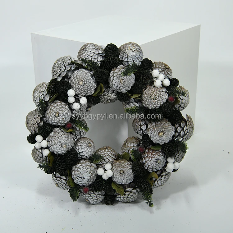 Pinecone wholesale beautiful front-door decoration wreaths new Christmas product for Cheap hanging festival wreaths