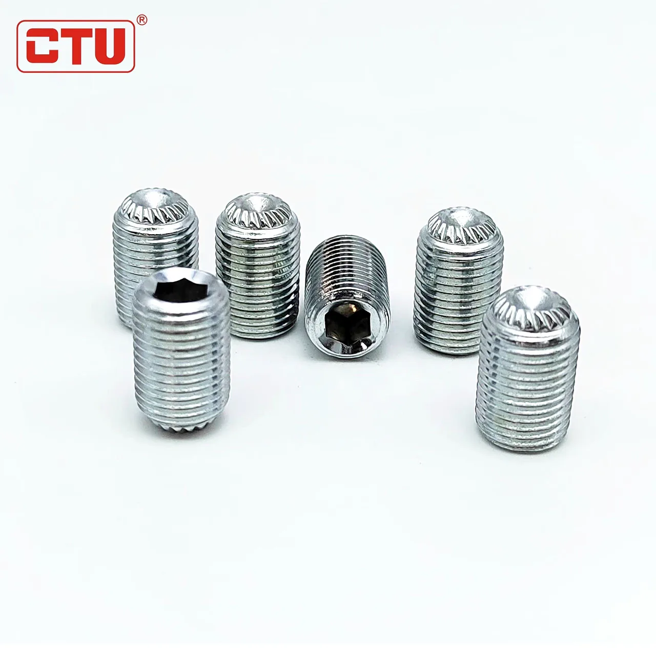 factory  alloy steel socket set screw with cup point 45H grub 12.9 DIN916K  M3-M16 fine thread with knurl