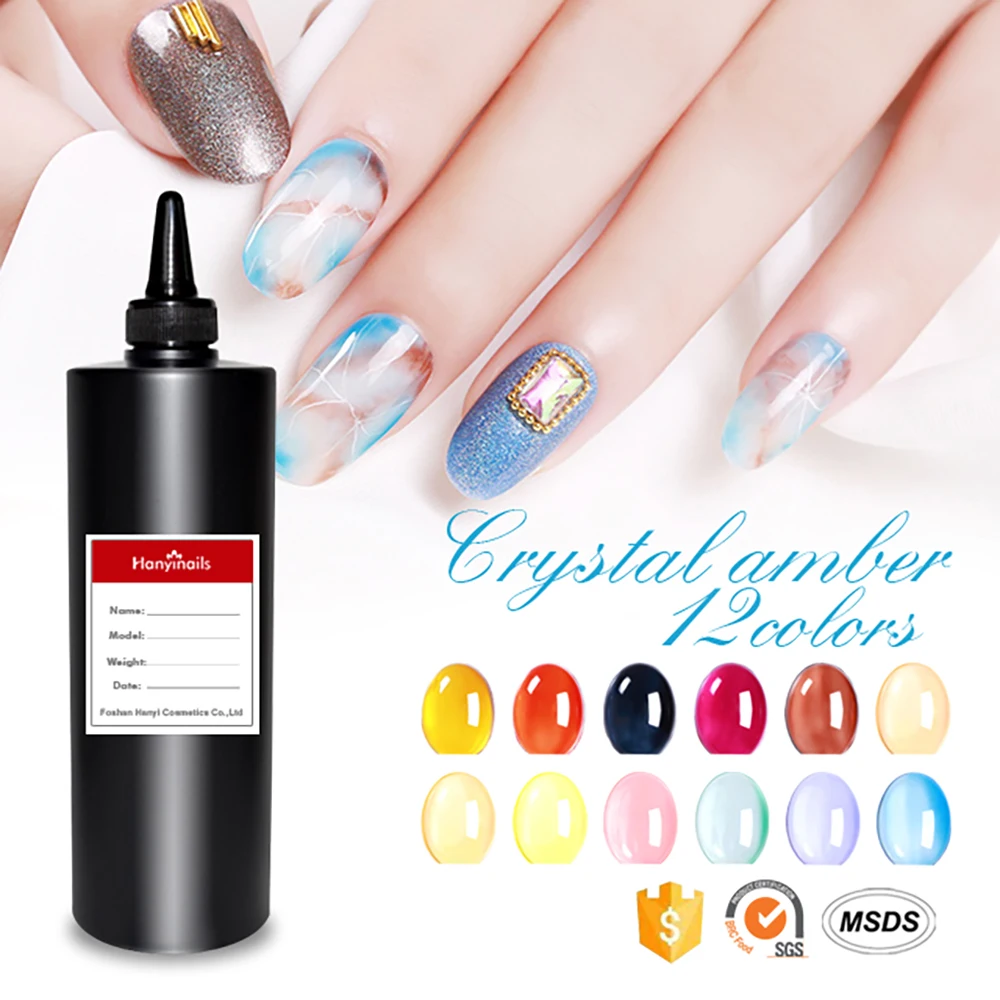 Custom Private Label UV Gel Nail Polish Bright Translucent Amber Glass Jelly Silica Crystal Gel Polish