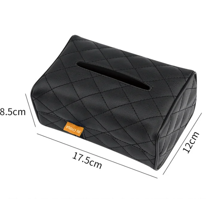 Wholesale Custom Logo Car Tissue Boxes Modern Rectangular PU Leather Armrest Napkin Holders High Quality Paper Office Car Use