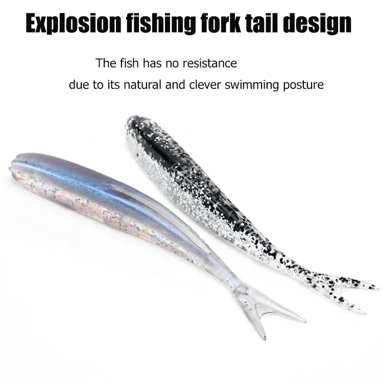 LUTAC 2g 75mm Fork Tail Slow Sinking Soft Fishing Lure 6 Colors Glow Bait For Fishing