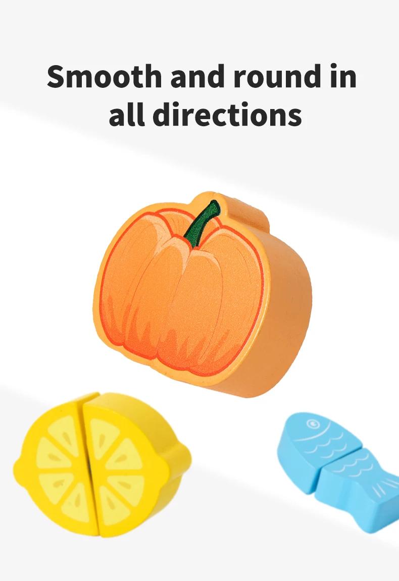 Wholesale Custom 2-in-1 Wooden Cutting Toy Early Education Pretend Play & Vegetables Baby Learning& Preschool Toy for Fruit